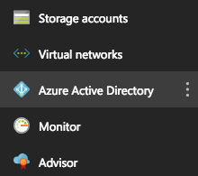 Azure Active Directory menu 