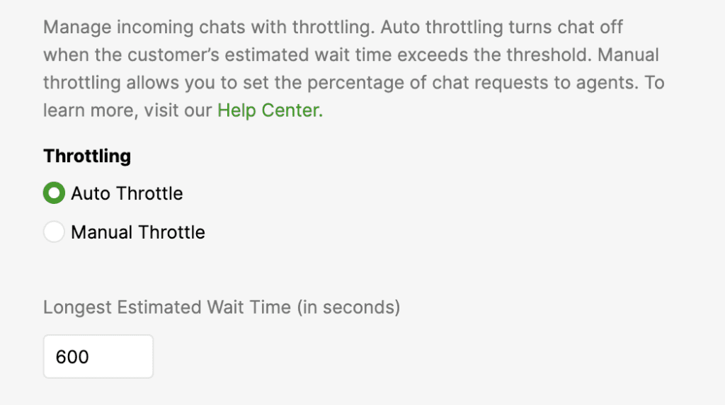 Automatically throttle chat volume by wait time