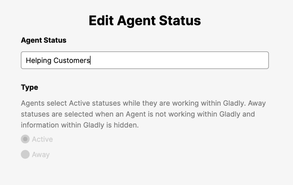 Image showing how to edit Agent Status in Gladly