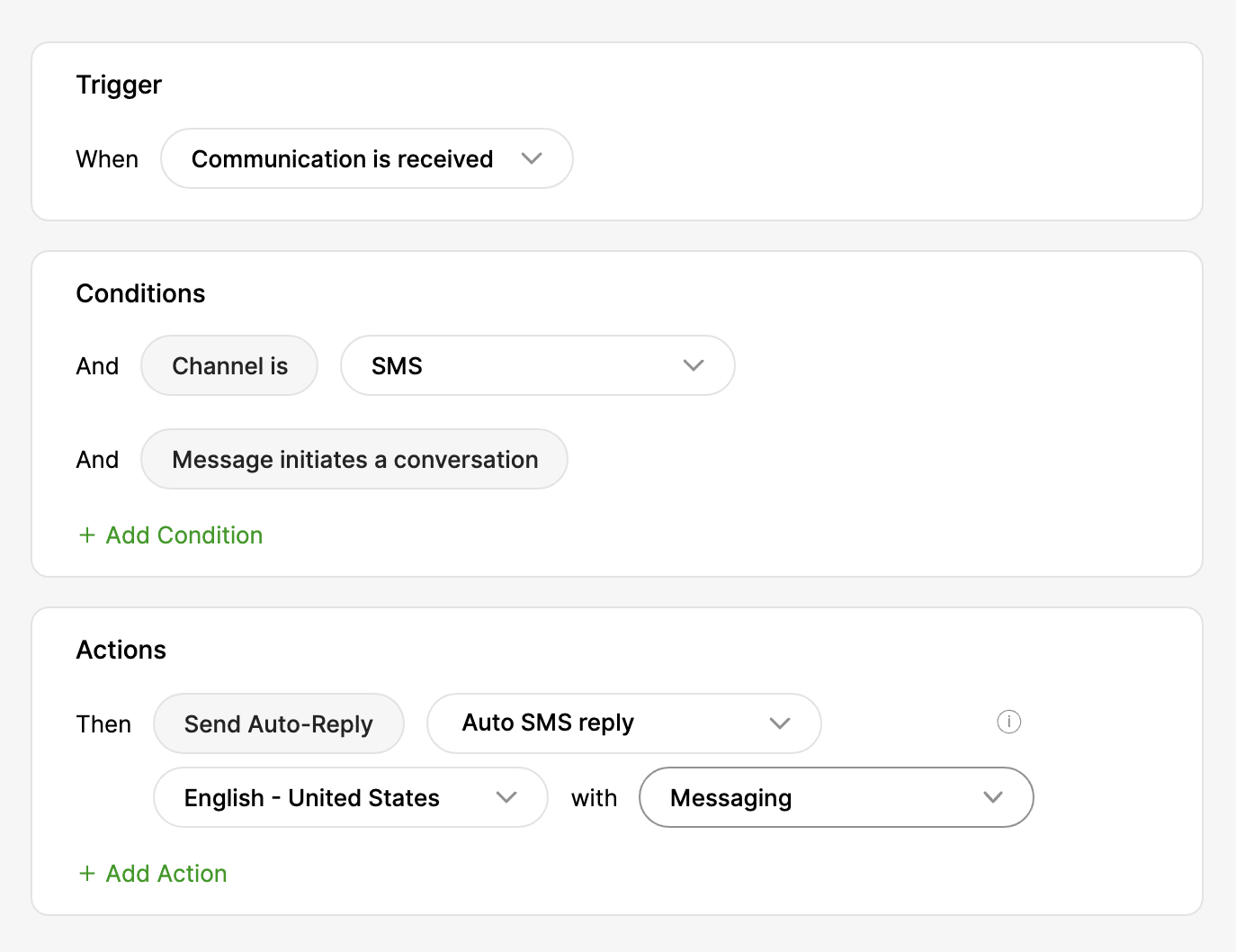 Create Rules for SMS