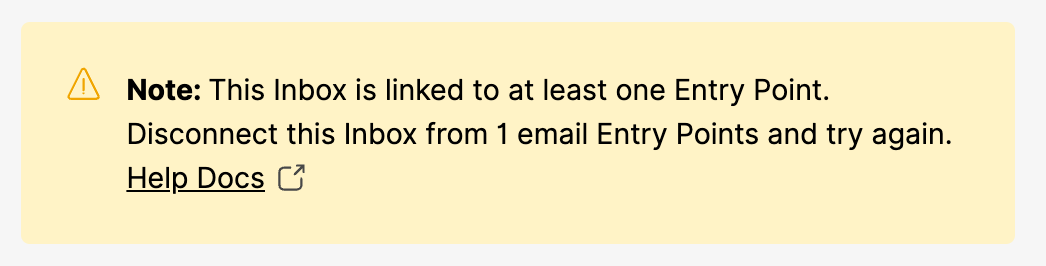 Inbox linked to an entry point error