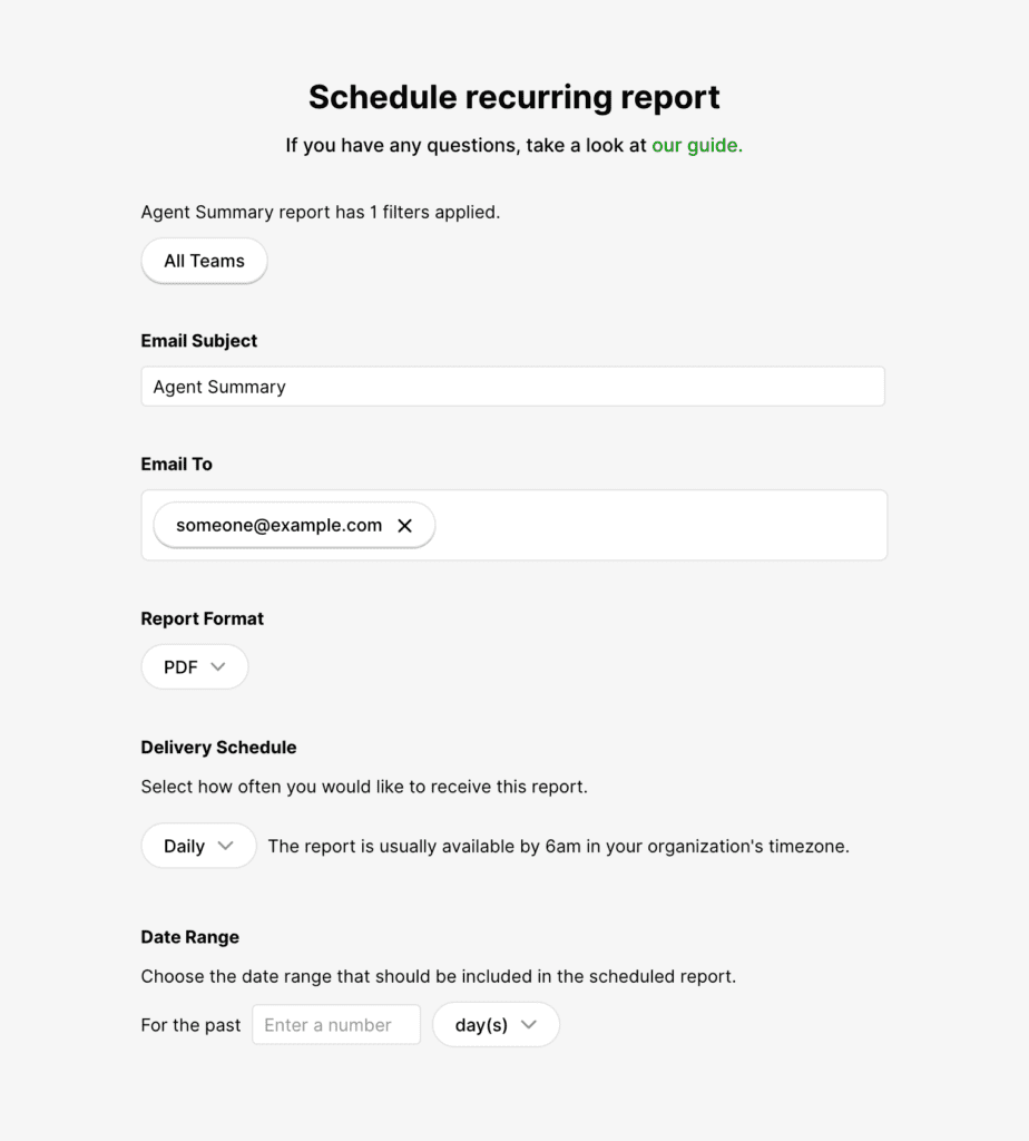 Schedule recurring report