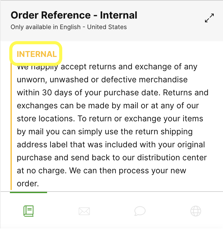 Order reference - internal