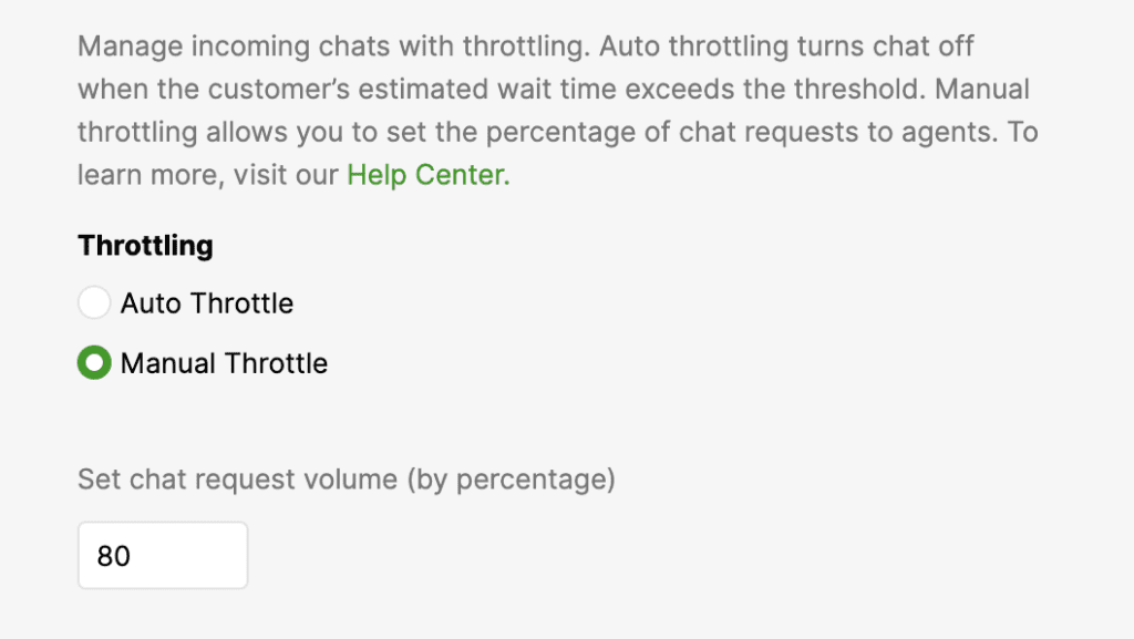 Manually throttle chat volume by percentage 
