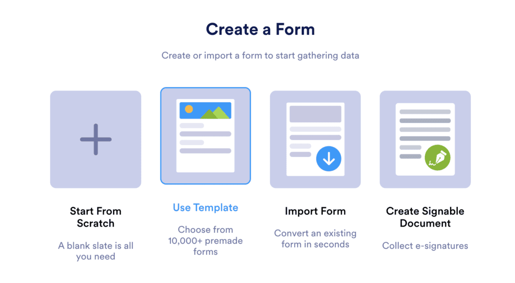 Create a form to start gathering data - options