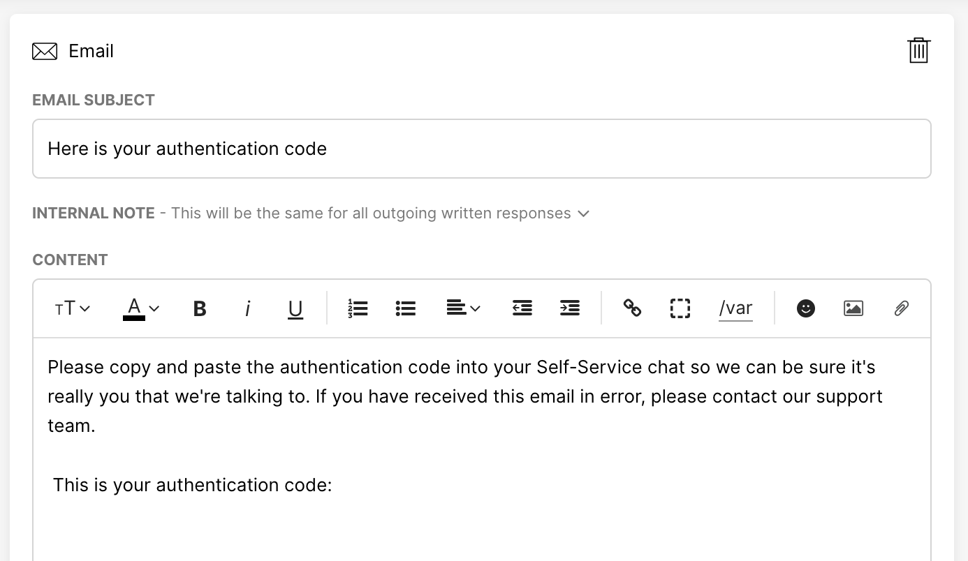 Email Authentication code