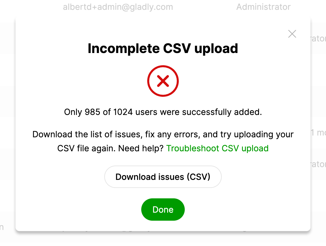csv upload error