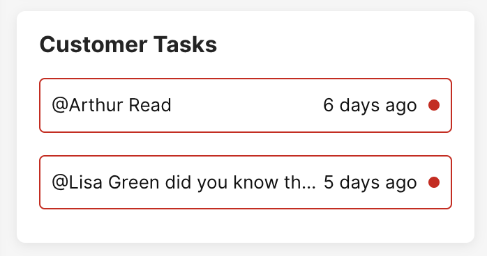 Image showing how to view open Tasks for a specific Customer
