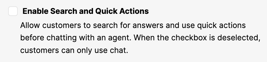 Enable Search and Quick Actions
