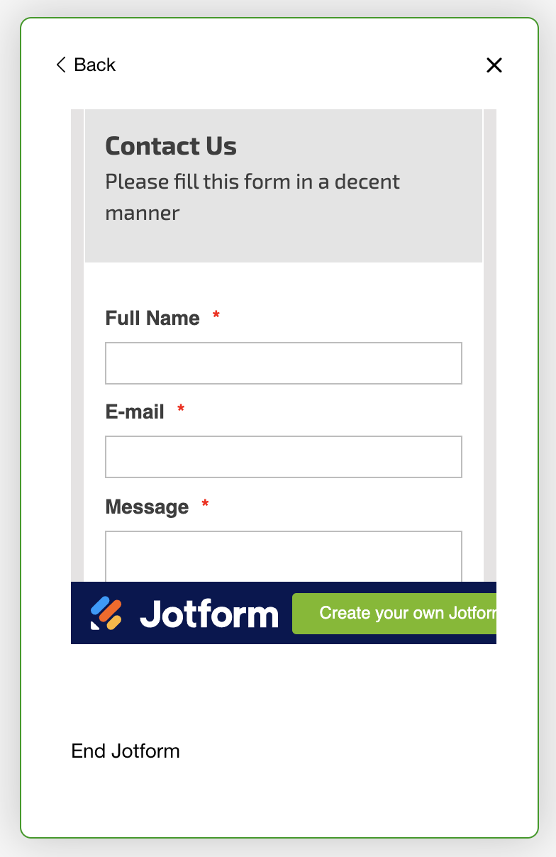 Embed a Web Form in Glad App