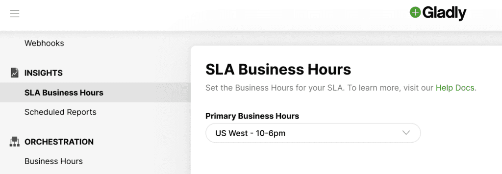 Displaying the option to select the primary business hours.