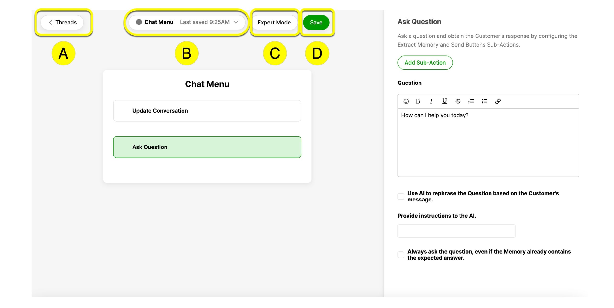 Thread Builder Header Interface